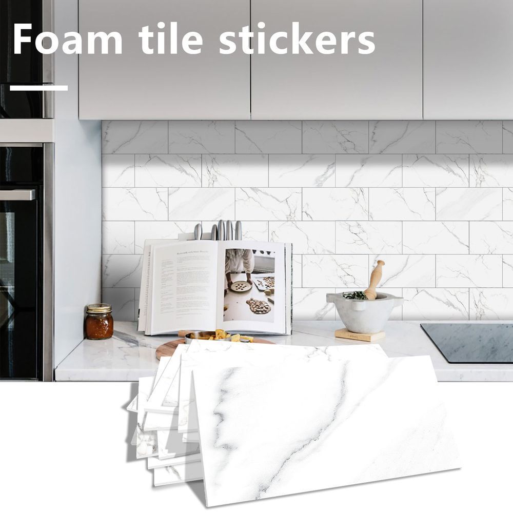 Marble-Look Peel-and-Stick Wall Tiles