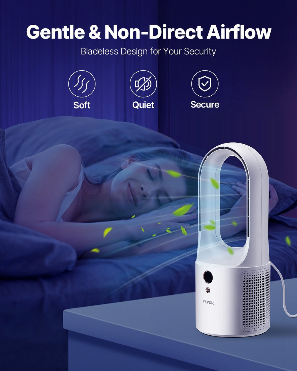 Portable Desk Bladeless Fan – 6-Speed Quiet Table Fan