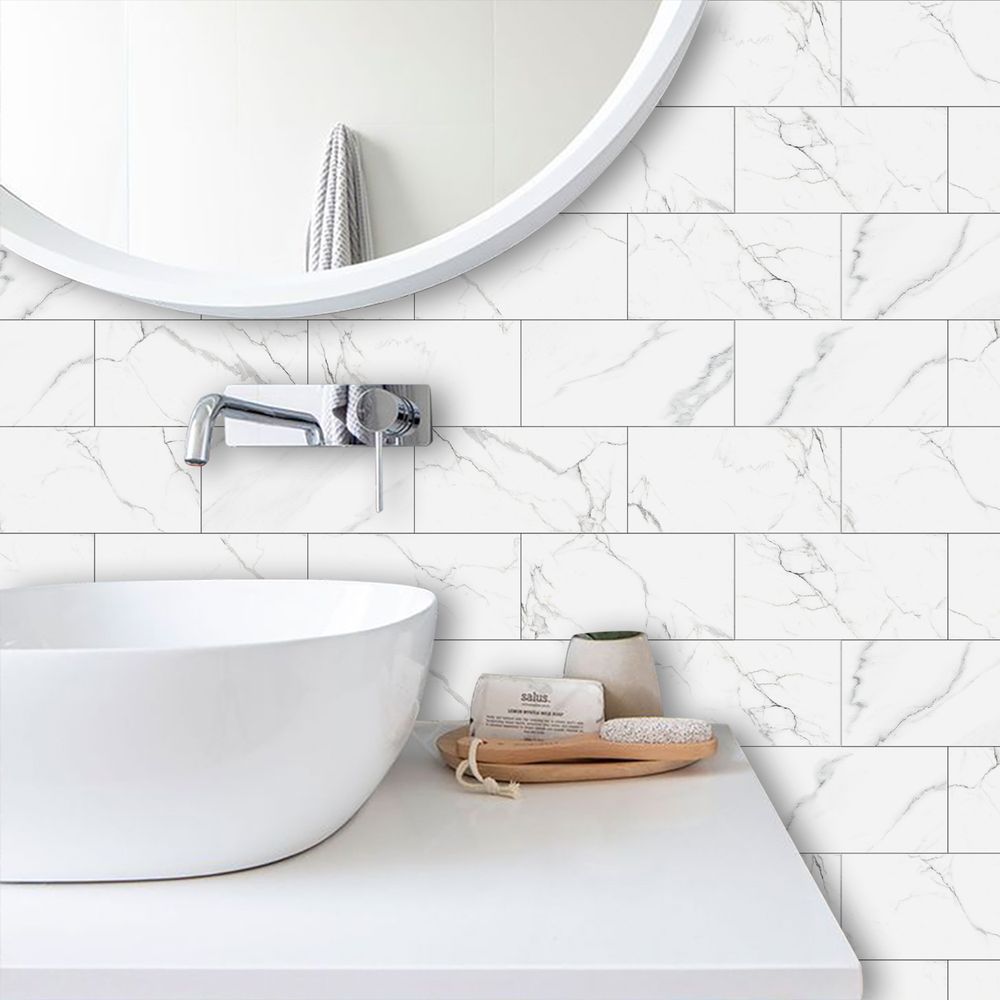 Marble-Look Peel-and-Stick Wall Tiles