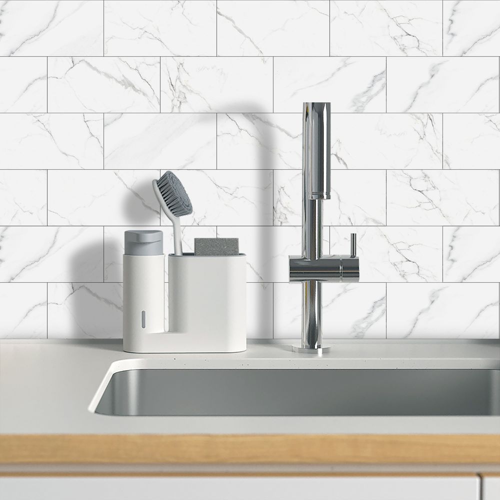 Marble-Look Peel-and-Stick Wall Tiles