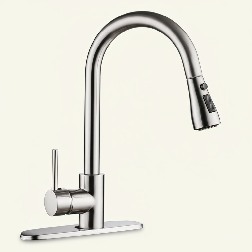 Pull-Out Brushed Copper Kitchen Tap